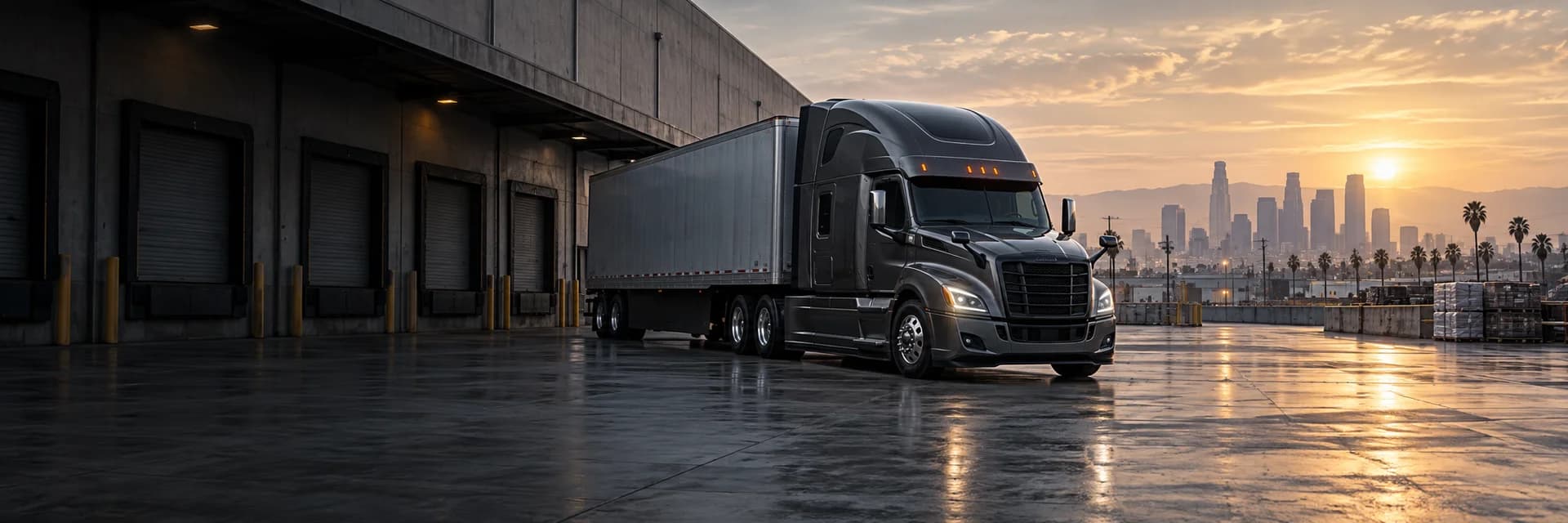 Semi truck at a Los Angeles loading dock